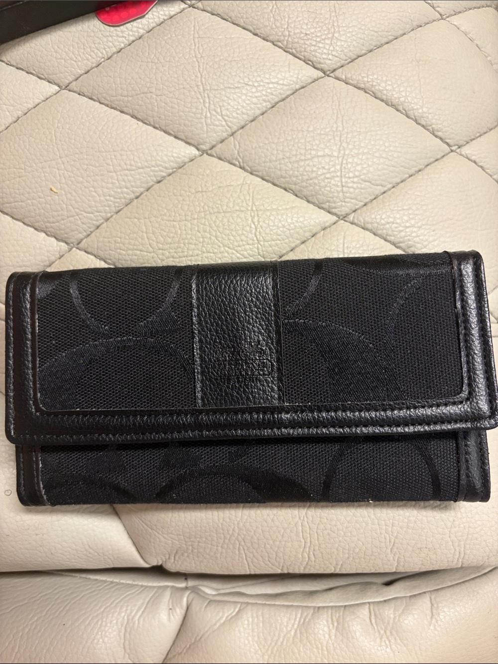 Coach Black Signature Trifold Wallet